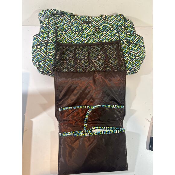 Vera Bradley Blue Green Rain Forest Geometric Large Stroll Around Baby Bag - Picture 2 of 6